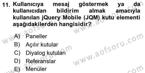 İnternet Tabanlı Programlama Dersi 2018 - 2019 Yılı Yaz Okulu Sınav Soruları 11. Soru