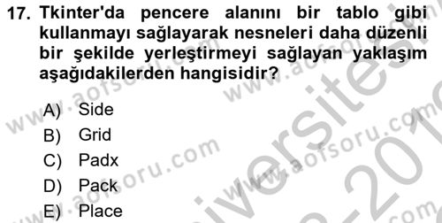 İnternet Tabanlı Programlama Dersi 2018 - 2019 Yılı Yaz Okulu Sınav Soruları 17. Soru