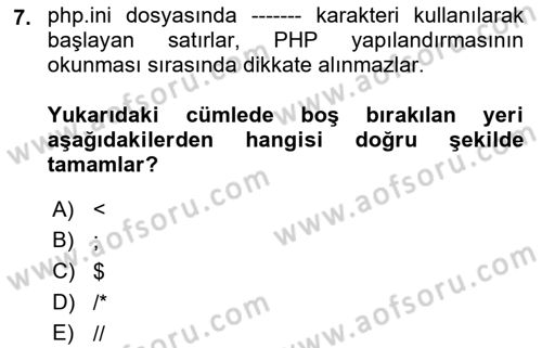 İnternet Tabanlı Programlama Dersi 2018 - 2019 Yılı Yaz Okulu Sınav Soruları 7. Soru