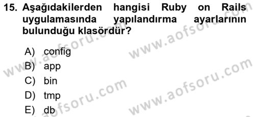 İnternet Tabanlı Programlama Dersi 2020 - 2021 Yılı Yaz Okulu Sınav Soruları 15. Soru