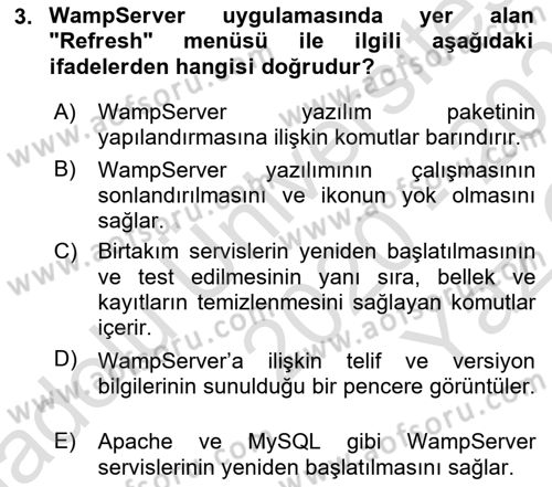 İnternet Tabanlı Programlama Dersi 2020 - 2021 Yılı Yaz Okulu Sınav Soruları 3. Soru