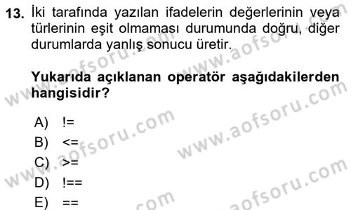 İnternet Tabanlı Programlama Dersi 2021 - 2022 Yılı (Vize) Ara Sınav Soruları 13. Soru
