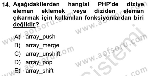 İnternet Tabanlı Programlama Dersi 2021 - 2022 Yılı (Vize) Ara Sınav Soruları 14. Soru
