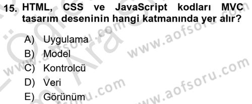 İnternet Tabanlı Programlama Dersi 2021 - 2022 Yılı (Vize) Ara Sınav Soruları 15. Soru