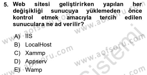 İnternet Tabanlı Programlama Dersi 2021 - 2022 Yılı (Vize) Ara Sınav Soruları 5. Soru