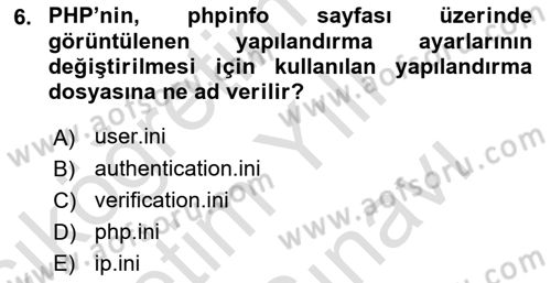 İnternet Tabanlı Programlama Dersi 2021 - 2022 Yılı (Vize) Ara Sınav Soruları 6. Soru