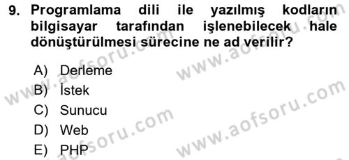 İnternet Tabanlı Programlama Dersi 2021 - 2022 Yılı (Vize) Ara Sınav Soruları 9. Soru