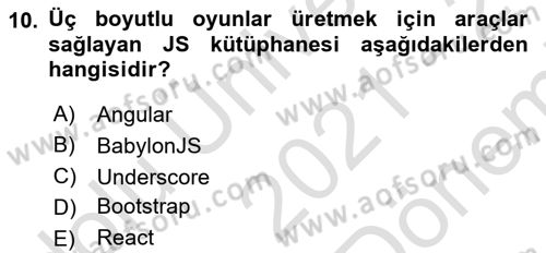İnternet Tabanlı Programlama Dersi 2021 - 2022 Yılı (Final) Dönem Sonu Sınav Soruları 10. Soru