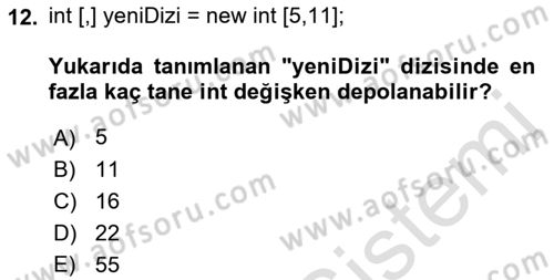 İnternet Tabanlı Programlama Dersi 2021 - 2022 Yılı (Final) Dönem Sonu Sınav Soruları 12. Soru