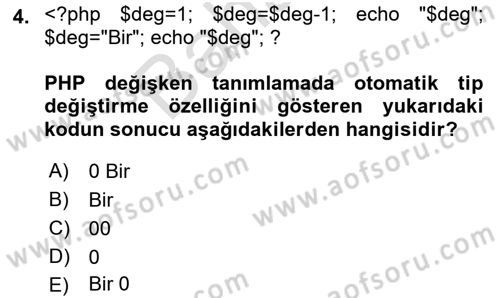 İnternet Tabanlı Programlama Dersi 2021 - 2022 Yılı (Final) Dönem Sonu Sınav Soruları 4. Soru