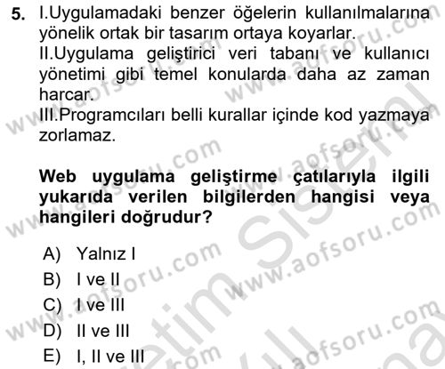 İnternet Tabanlı Programlama Dersi 2021 - 2022 Yılı (Final) Dönem Sonu Sınav Soruları 5. Soru