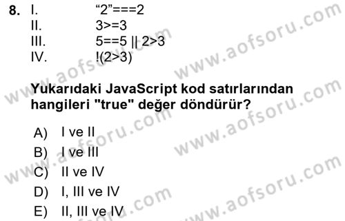 İnternet Tabanlı Programlama Dersi 2021 - 2022 Yılı (Final) Dönem Sonu Sınav Soruları 8. Soru