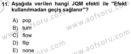 İnternet Tabanlı Programlama Dersi 2021 - 2022 Yılı Yaz Okulu Sınav Soruları 11. Soru