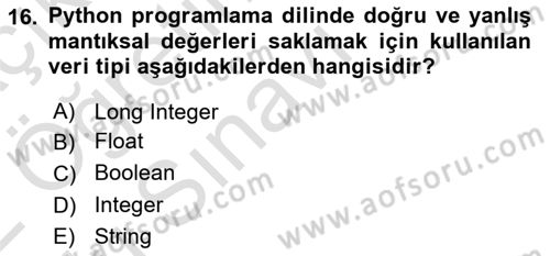 İnternet Tabanlı Programlama Dersi 2021 - 2022 Yılı Yaz Okulu Sınav Soruları 16. Soru
