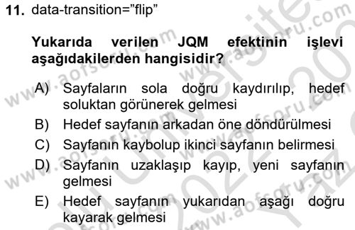 İnternet Tabanlı Programlama Dersi 2022 - 2023 Yılı Yaz Okulu Sınav Soruları 11. Soru