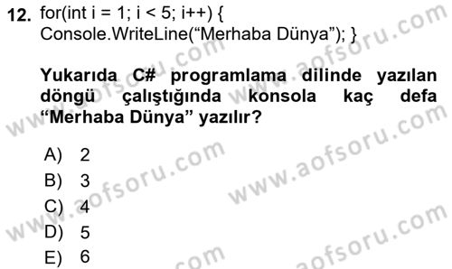 İnternet Tabanlı Programlama Dersi 2022 - 2023 Yılı Yaz Okulu Sınav Soruları 12. Soru