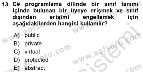 İnternet Tabanlı Programlama Dersi 2022 - 2023 Yılı Yaz Okulu Sınav Soruları 13. Soru