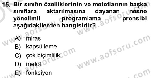 İnternet Tabanlı Programlama Dersi 2022 - 2023 Yılı Yaz Okulu Sınav Soruları 15. Soru