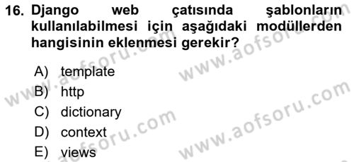 İnternet Tabanlı Programlama Dersi 2022 - 2023 Yılı Yaz Okulu Sınav Soruları 16. Soru