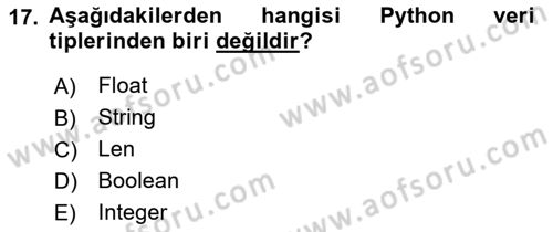 İnternet Tabanlı Programlama Dersi 2022 - 2023 Yılı Yaz Okulu Sınav Soruları 17. Soru