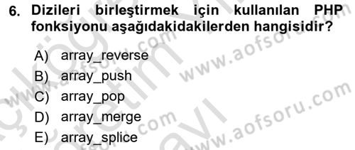 İnternet Tabanlı Programlama Dersi 2022 - 2023 Yılı Yaz Okulu Sınav Soruları 6. Soru
