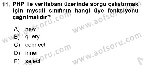 İnternet Tabanlı Programlama Dersi 2023 - 2024 Yılı (Vize) Ara Sınav Soruları 11. Soru