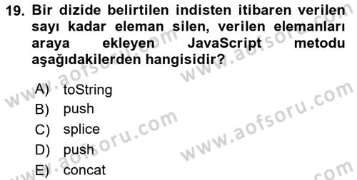 İnternet Tabanlı Programlama Dersi 2023 - 2024 Yılı (Vize) Ara Sınav Soruları 19. Soru