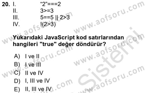 İnternet Tabanlı Programlama Dersi 2023 - 2024 Yılı (Vize) Ara Sınav Soruları 20. Soru