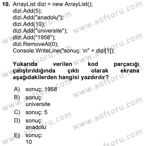 İnternet Tabanlı Programlama Dersi 2023 - 2024 Yılı (Final) Dönem Sonu Sınav Soruları 10. Soru