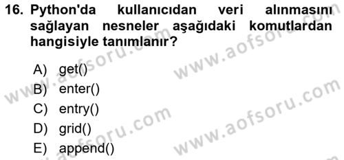 İnternet Tabanlı Programlama Dersi 2023 - 2024 Yılı (Final) Dönem Sonu Sınav Soruları 16. Soru