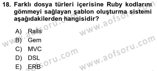İnternet Tabanlı Programlama Dersi 2023 - 2024 Yılı (Final) Dönem Sonu Sınav Soruları 18. Soru