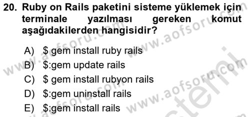 İnternet Tabanlı Programlama Dersi 2023 - 2024 Yılı (Final) Dönem Sonu Sınav Soruları 20. Soru