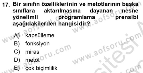 İnternet Tabanlı Programlama Dersi 2023 - 2024 Yılı Yaz Okulu Sınav Soruları 17. Soru