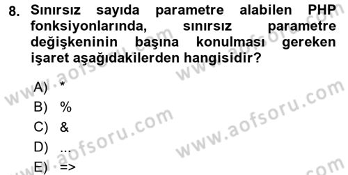 İnternet Tabanlı Programlama Dersi 2023 - 2024 Yılı Yaz Okulu Sınav Soruları 8. Soru