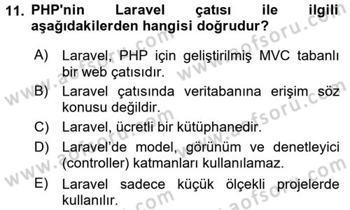 İnternet Tabanlı Programlama Dersi 2024 - 2025 Yılı (Vize) Ara Sınav Soruları 11. Soru