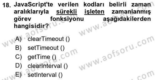 İnternet Tabanlı Programlama Dersi 2024 - 2025 Yılı (Vize) Ara Sınav Soruları 18. Soru