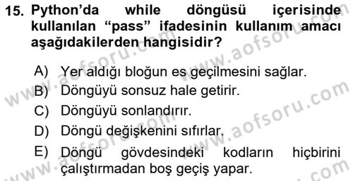 İnternet Tabanlı Programlama Dersi Dönem Sonu Sınavı Deneme Sınav Soruları 15. Soru