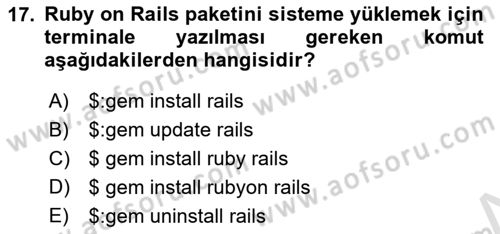İnternet Tabanlı Programlama Dersi 2024 - 2025 Yılı (Final) Dönem Sonu Sınav Soruları 17. Soru