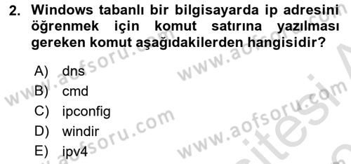 İnternet Tabanlı Programlama Dersi Dönem Sonu Sınavı Deneme Sınav Soruları 2. Soru