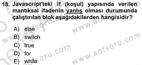 İnternet Tabanlı Programlama Dersi 2025 - 2026 Yılı (Vize) Ara Sınav Soruları 18. Soru