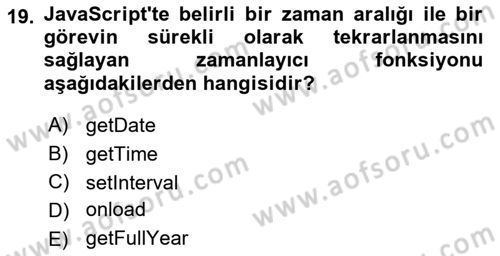 İnternet Tabanlı Programlama Dersi 2025 - 2026 Yılı (Vize) Ara Sınav Soruları 19. Soru