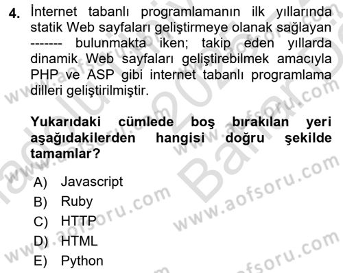 İnternet Tabanlı Programlama Dersi 2025 - 2026 Yılı (Vize) Ara Sınav Soruları 4. Soru