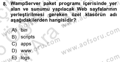 İnternet Tabanlı Programlama Dersi 2025 - 2026 Yılı (Vize) Ara Sınav Soruları 8. Soru