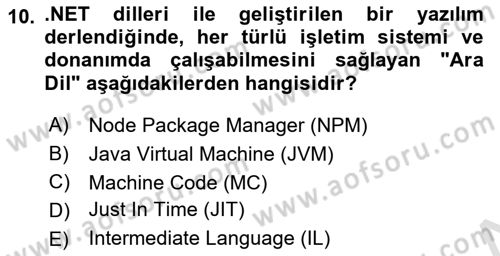İnternet Tabanlı Programlama Dersi 2025 - 2026 Yılı (Final) Dönem Sonu Sınav Soruları 10. Soru