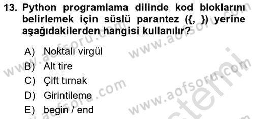 İnternet Tabanlı Programlama Dersi 2025 - 2026 Yılı (Final) Dönem Sonu Sınav Soruları 13. Soru