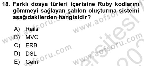 İnternet Tabanlı Programlama Dersi 2025 - 2026 Yılı (Final) Dönem Sonu Sınav Soruları 18. Soru