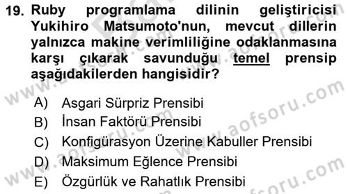 İnternet Tabanlı Programlama Dersi 2025 - 2026 Yılı (Final) Dönem Sonu Sınav Soruları 19. Soru