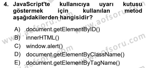 İnternet Tabanlı Programlama Dersi 2025 - 2026 Yılı (Final) Dönem Sonu Sınav Soruları 4. Soru