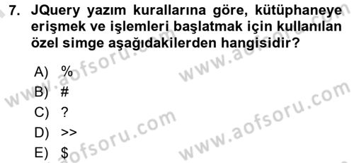 İnternet Tabanlı Programlama Dersi 2025 - 2026 Yılı (Final) Dönem Sonu Sınav Soruları 7. Soru