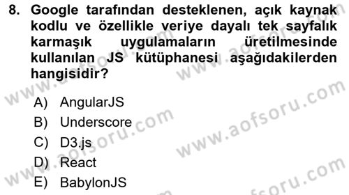 İnternet Tabanlı Programlama Dersi 2025 - 2026 Yılı (Final) Dönem Sonu Sınav Soruları 8. Soru